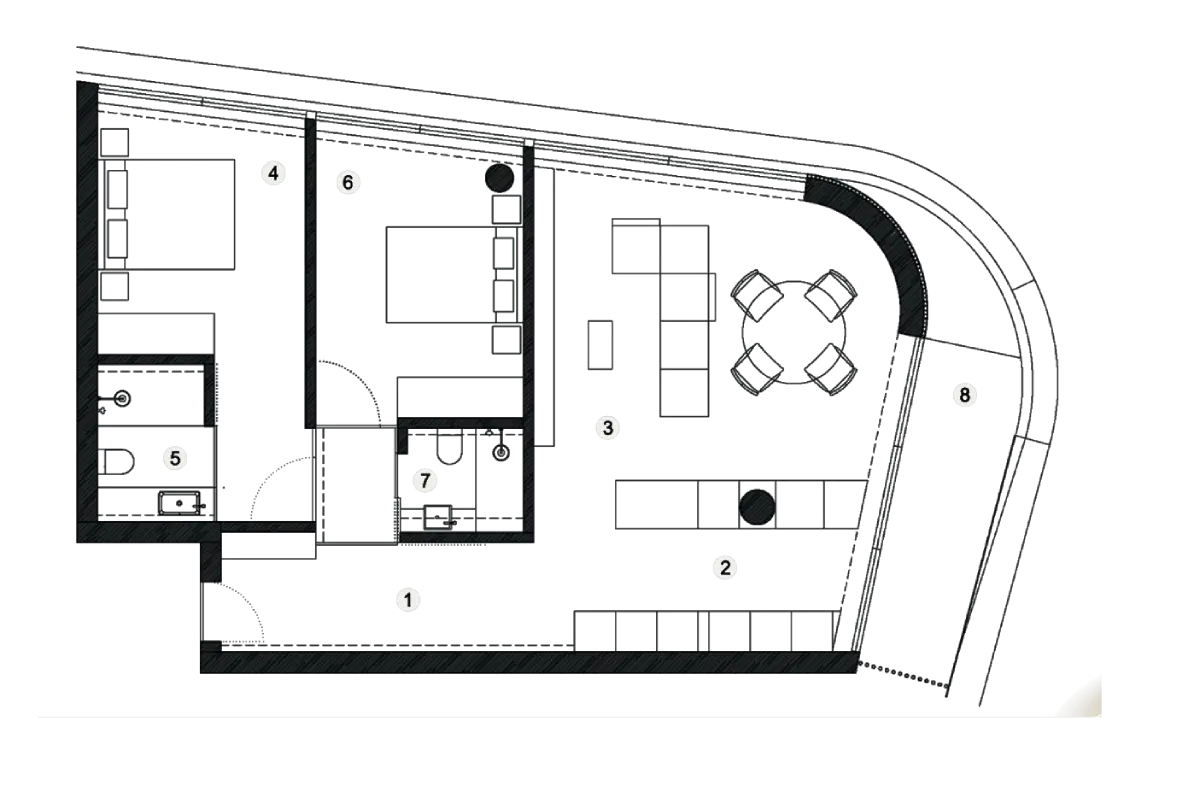 Plan T2 Type D – Right Side Sea - Floor 2 to 7