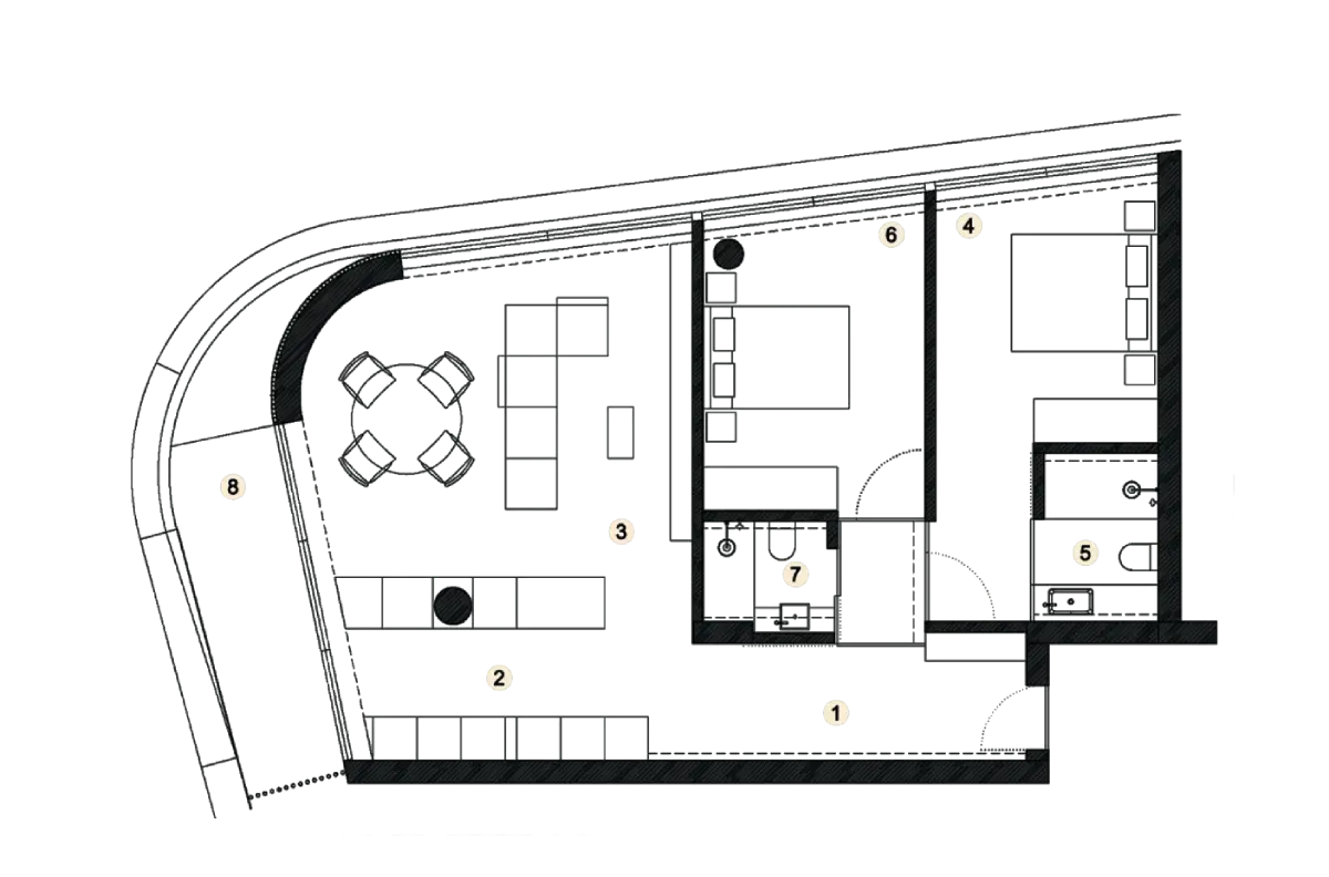 Plan T2 Type F – Left Side Sea