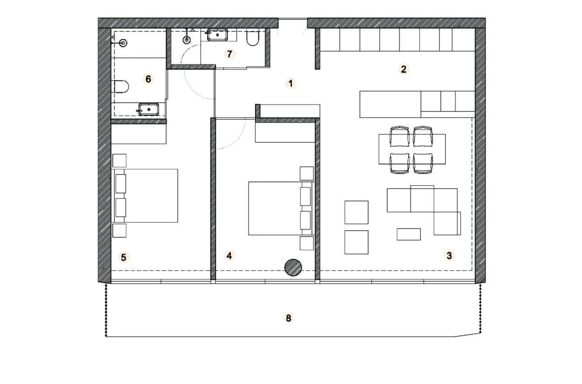 Plan T2 Type B – Sea Front Center - Floor 1
