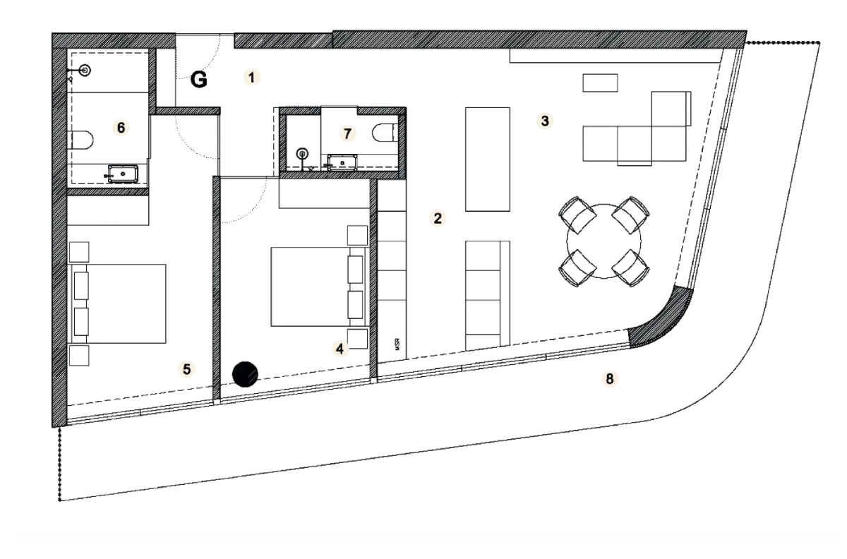 Plan T2 Type C – Right Sea Front - Floor 1
